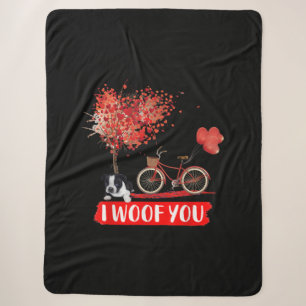 I Woof You. Boston Terrier Dog Valentine Gifts Sherpa Blanket