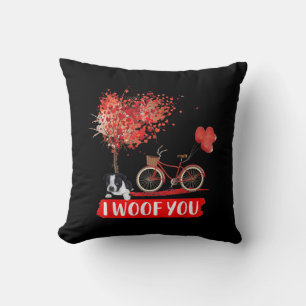I Woof You. Boston Terrier Dog Valentine Gifts Throw Pillow