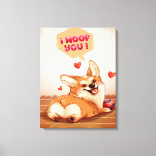 I WOOF YOU   CORGI LOVER GIFT CANVAS PRINT