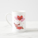 I Woof You Cute Dachshund Dog Red Heart Balloons Bone China Mug<br><div class="desc">I Woof You Cute Dachshund Dog Red Pink Heart Balloons Bone China Mug features a cute Dachshund dog wearing heart shaped glasses being carried in the air by red and pink heart shaped balloons with the text "I Woof You" in modern script typography. Accented with cute red love hearts. Perfect...</div>