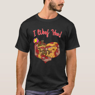 I Woof You Dachshund Dog Heart Shape Valentines Da T-Shirt