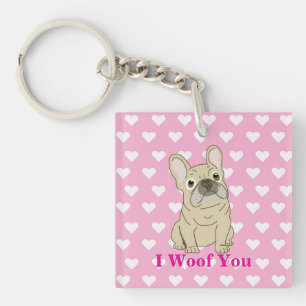 I Woof You - French Bulldog hearts Keychain