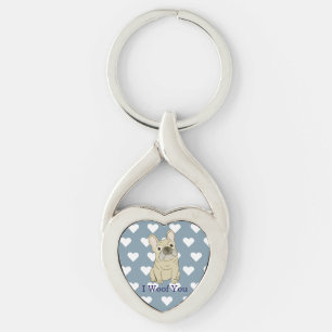 I Woof You - French Bulldog hearts Keychain