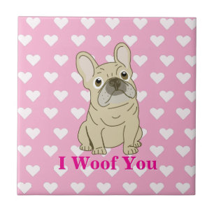 I Woof You - French Bulldog hearts Tile