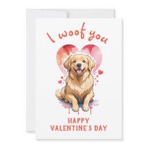 I woof you golden retriever dog valentine's day