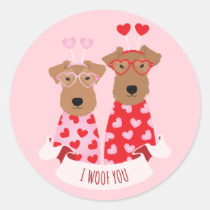 i Woof You Valentine Wire Fox Terrier Dogs Classic Round Sticker