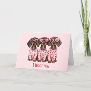 I Woof You Valentines Day Dachshund Dogs Holiday Card