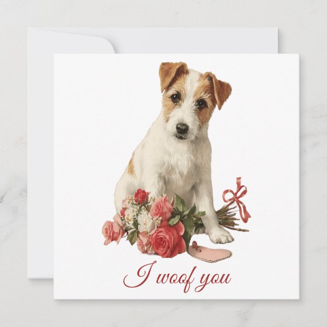 I woof you Vintage Pup Valentine's Day Card (Front)