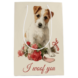 I woof you Vintage Pup Valentine's Day Medium Gift Bag