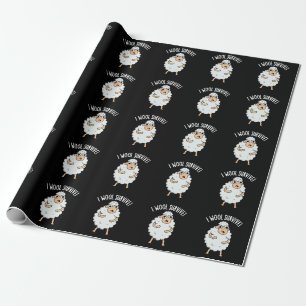 I Wool Survive Funny Sheep Pun Dark BG Wrapping Paper
