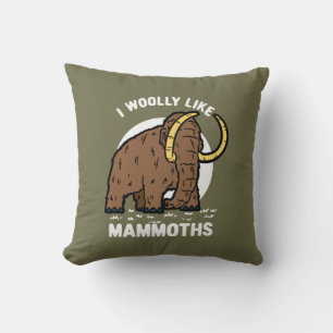 I Woolly Like Mammoths Prehistoric Animal Birthday Throw Pillow