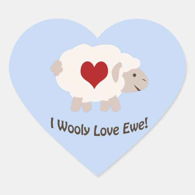 I Wooly Love Ewe Heart Sticker (Front)