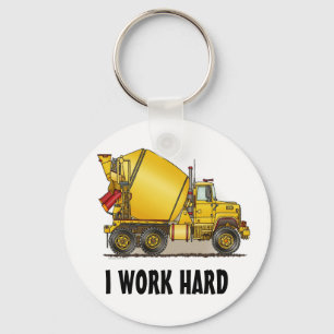 I Work Hard Concrete Truck Key Chain