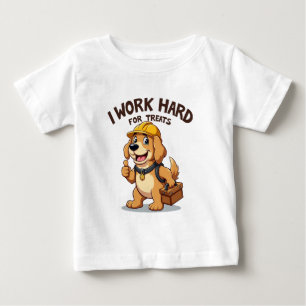 I Work Hard for Treats Funny Golden Retriever Baby T-Shirt