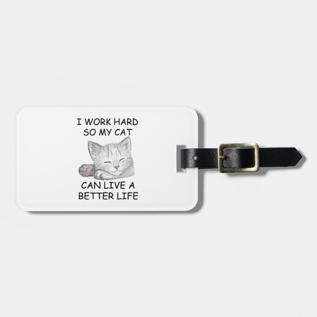 I Work Hard Luggage Tag (Front Horizontal)