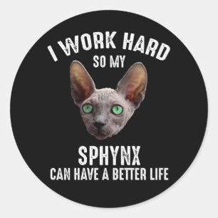 I Work Hard So My Sphynx Can Have A Better Life Classic Round Sticker