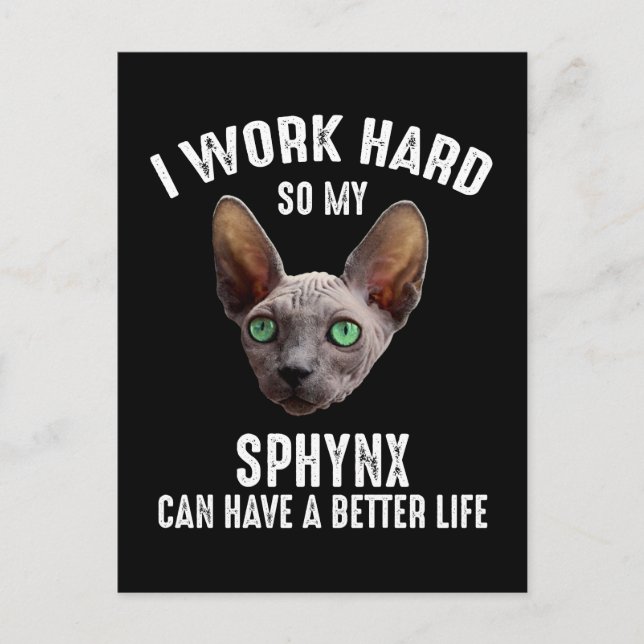 I Work Hard So My Sphynx Can Have A Better Life Postcard (Front)