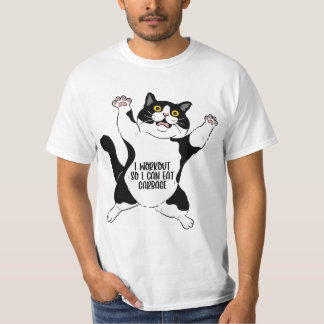 I Workout so I Can Eat Garbage, Cat Fitness T-Shirt