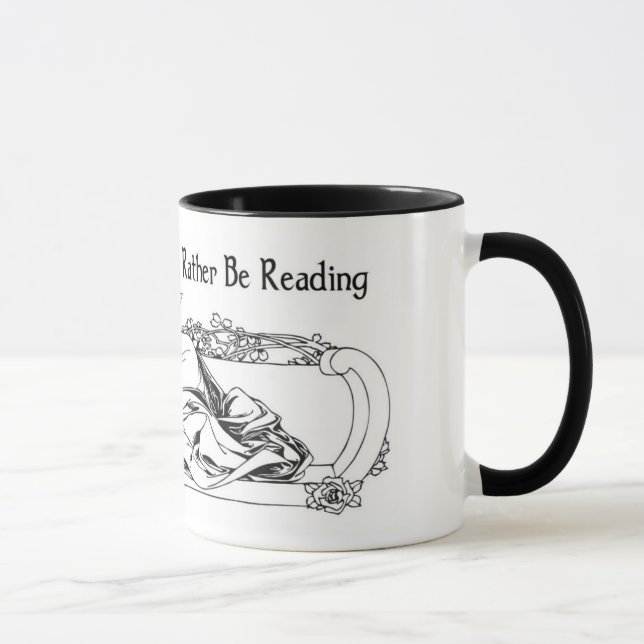 i would rather be reading bw version mug (Right)