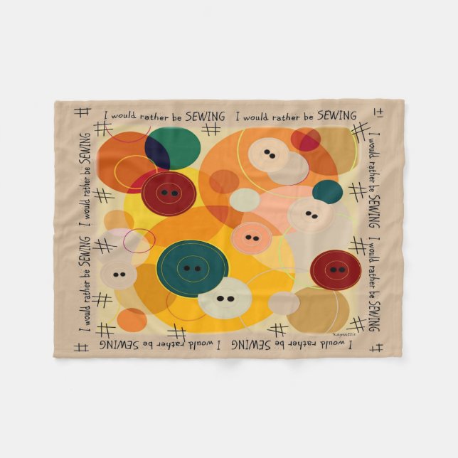 "I would rather be Sewing" Fleece Blanket (Front (Horizontal))