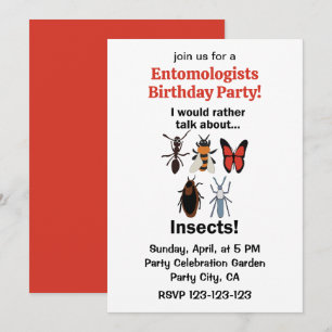 I Would Rather Talk About Insects Funny Birthday Invitation