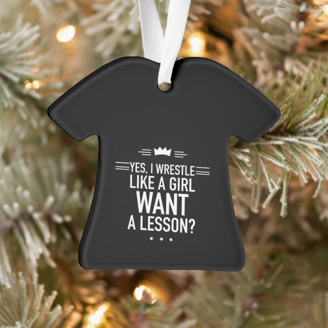 I wrestle like a girl funny ornament (Tree)