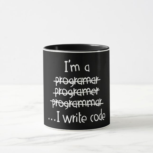 I Write Code Programmer Humour Typography Graphic Mug (Center)