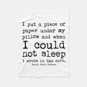 I Wrote in the Dark Thoreau Quote Fleece Blanket