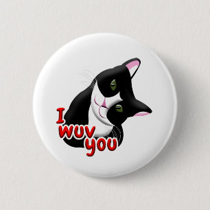 I wuv you Cat 2 Inch Round Button