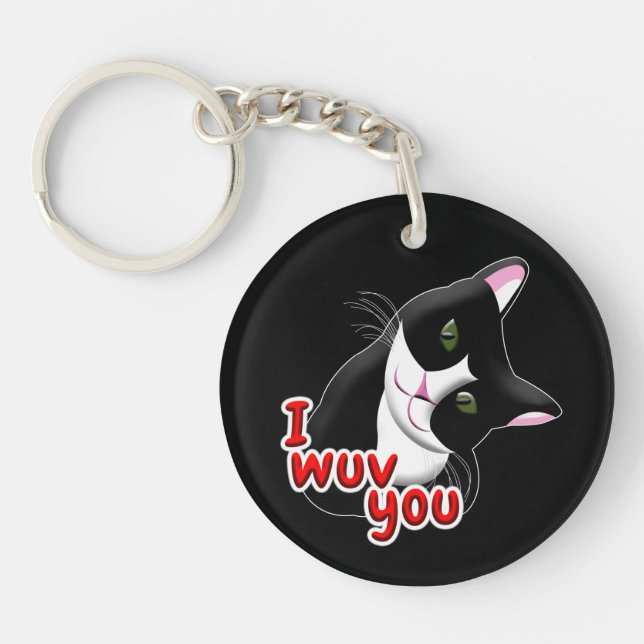 I wuv you Cat Keychain (Front)