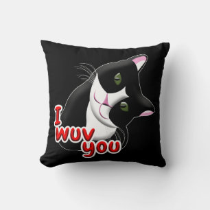 I wuv you Cat Throw Pillow