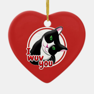 I Wuv You Valentines's Day Cat Ceramic Ornament