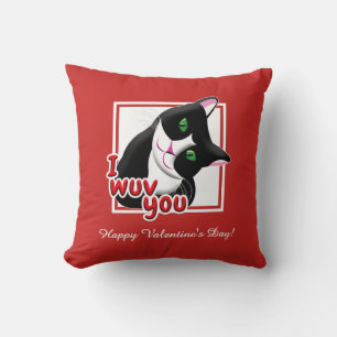 I Wuv You Valentines's Day Cat Throw Pillow