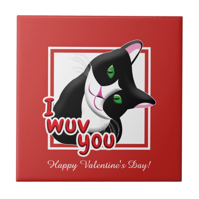 I Wuv You Valentines's Day Cat Tile (Front)