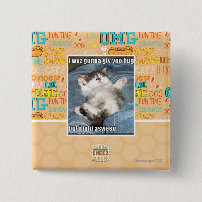 I wuz gunna giv yoo hug 2 inch square button (Front)