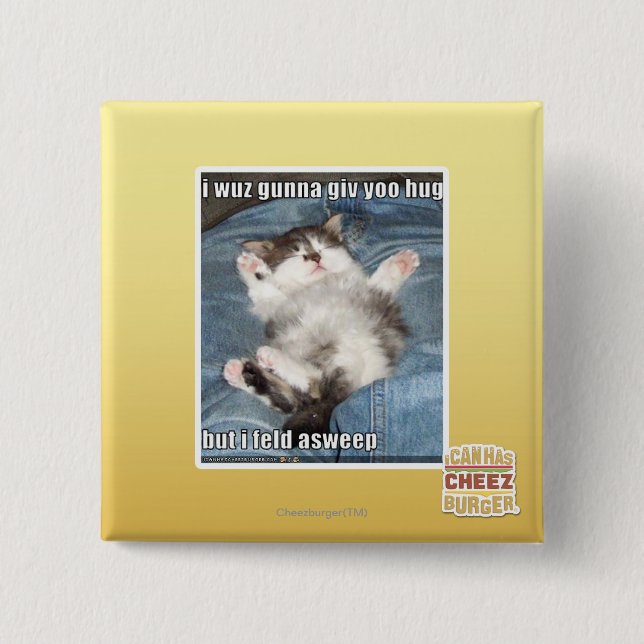 I wuz gunna giv yoo hug 2 inch square button (Front)