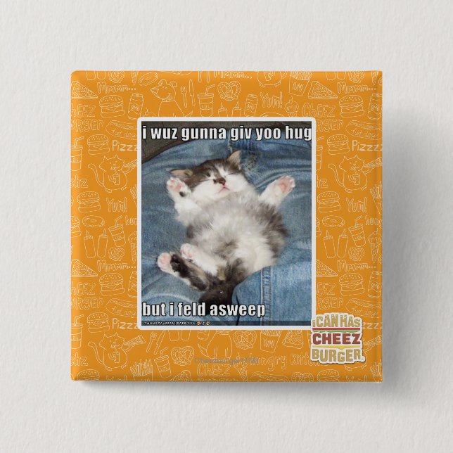I wuz gunna giv yoo hug 2 inch square button (Front)