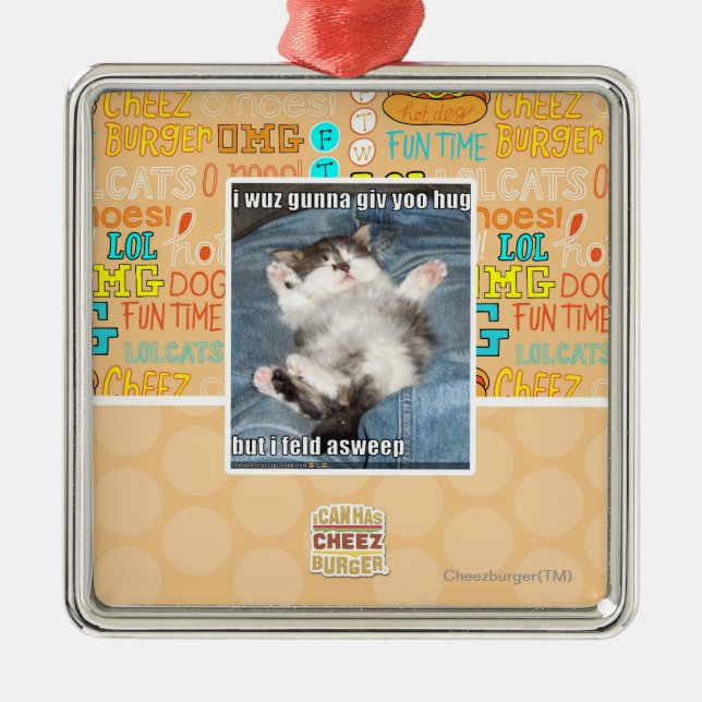 I wuz gunna giv yoo hug metal ornament (Front)