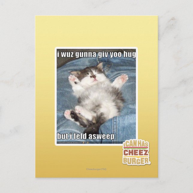 I wuz gunna giv yoo hug postcard (Front)