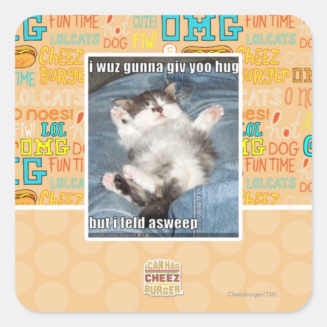 I wuz gunna giv yoo hug square sticker (Front)
