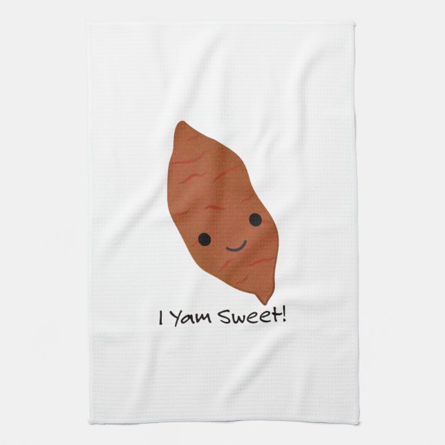 I Yam Sweet Cute kawaii Sweet Potato Kitchen Towel (Vertical)