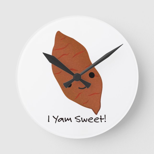 I Yam Sweet Cute kawaii Sweet Potato Round Clock (Front)