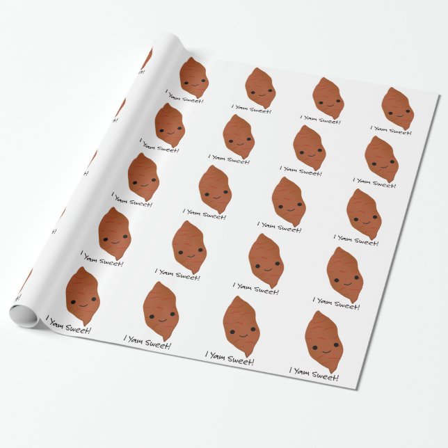 I Yam Sweet Cute kawaii Sweet Potato Wrapping Paper (Unrolled)