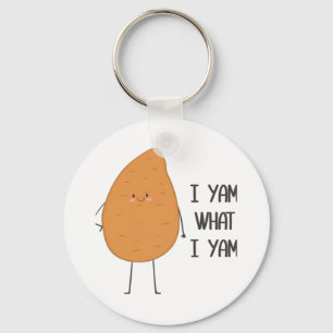 I Yam What I Yam! Awesome Yam Vegetable Pun Keychain