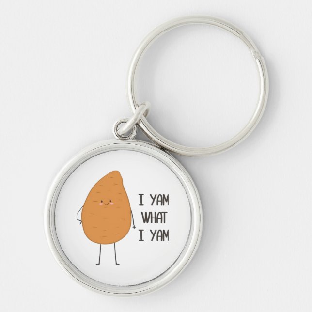 I Yam What I Yam! Awesome Yam Vegetable Pun Keychain (Front)