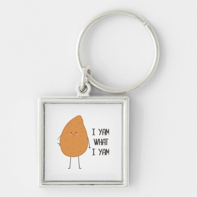 I Yam What I Yam! Awesome Yam Vegetable Pun Keychain (Front)