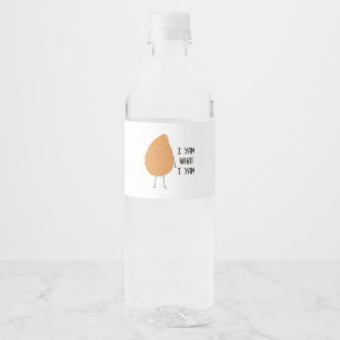 I Yam What I Yam! Awesome Yam Vegetable Pun Water Bottle Label