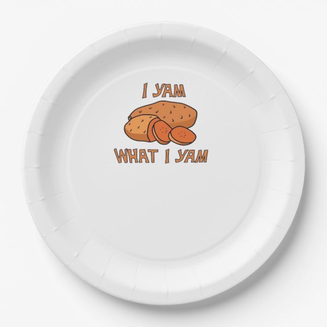 I Yam What I Yam Classic Funny Basic Paper Plate (Front)