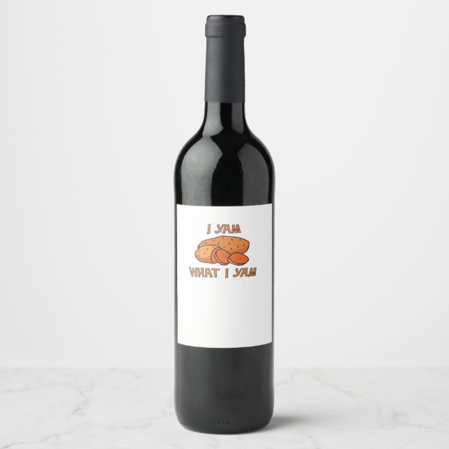 I Yam What I Yam Classic Funny Basic Wine Label (Front)