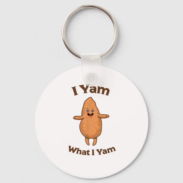 I Yam What I Yam Dancing Sweet Potato Thanksgiving Keychain (Front)
